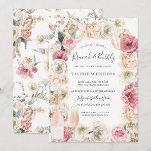 Invitation Brunch & Bubbly Vin Rosé Floral Enterrement de V