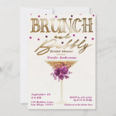 Invitation Brunch Bubbly Vin rose or Fête des mariées florale (Devant)