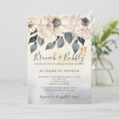 Invitation Brunch & bulle aquarelle fleurie douche nuptiale (Debout devant)