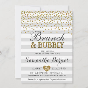 Invitation Brunch Bulles Gris Neutre Chic Enterrement de Vie