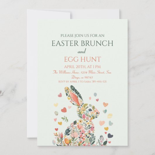 Invitation Brunch Bunny de printemps doux (Devant)