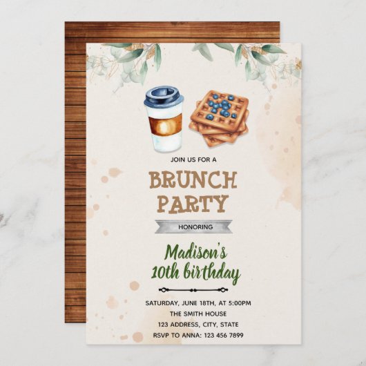 Invitation brunch café gaufre (Devant / Derrière)