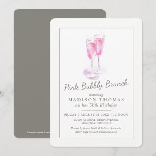 Invitation Brunch champagné bulles roses événement