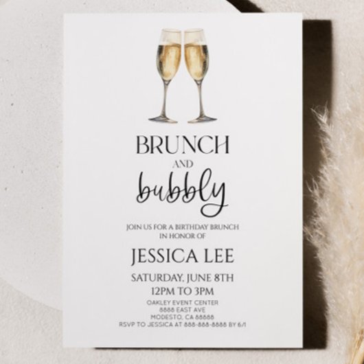 Invitation Brunch Champagne et Brunch Bubbly Anniversaire