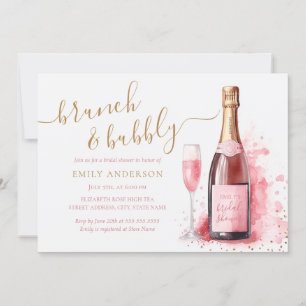 Invitation Brunch Champagne Rose Et Fête des mariées Bubble