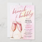 Invitation Brunch Champagne Rose Et Fête des mariées Bubble (Devant)