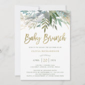 Invitation Brunch chic de bébé du feuillage | avec le (Devant)