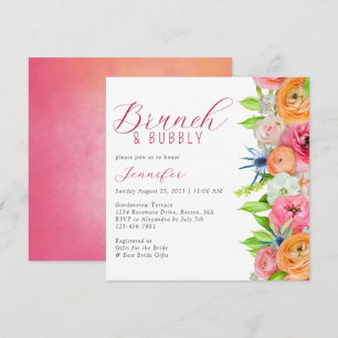 Invitation Brunch chic et Fête des mariées fleurie bulle