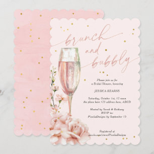 Invitation Brunch chic floral et floral et champagne mousseux