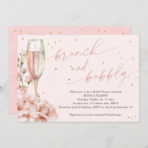 Invitation Brunch chic floral floral flûtes champagne et mous