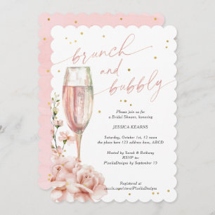 Invitation Brunch chic floral floral flûtes champagne et mous