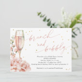 Invitation Brunch chic floral floral flûtes champagne et mous (Debout devant)