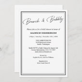 Invitation Brunch classique Fête des mariées noir et blanc (Devant / Derrière)