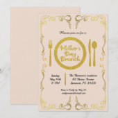 Invitation Brunch classique pour la fête des mères d'or (Devant / Derrière)