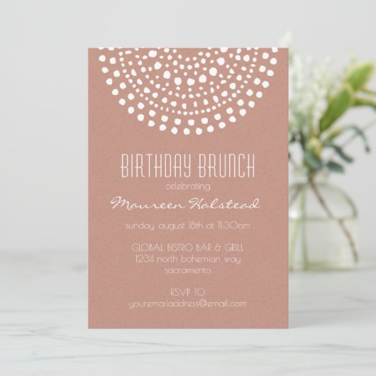 Invitation Brunch d'anniversaire Boho Bali sur cuivre (Debout devant)