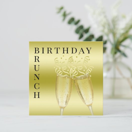 Invitation Brunch d'anniversaire Champagne & Streamers (Debout devant)