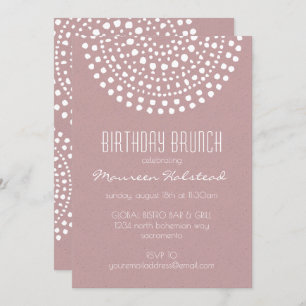 Invitation Brunch d'anniversaire de Boho Bali en Rose