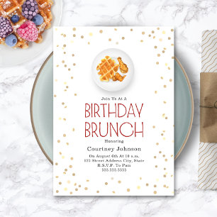 Invitation Brunch d'anniversaire de poulet et gaufre