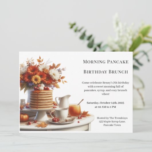 Invitation Brunch d'anniversaire du matin du crêpe | Week-end (Debout devant)