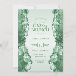 Invitation Brunch d'anniversaire en Quartz Émeraude