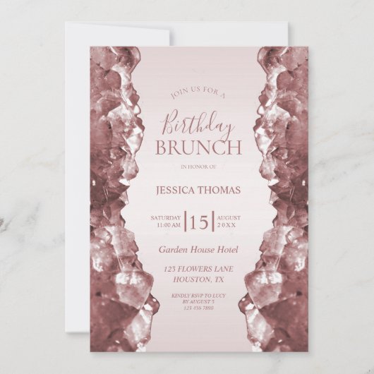 Invitation Brunch d'anniversaire en Quartz Rose (Devant)