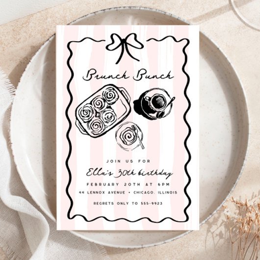 Invitation Brunch d'anniversaire Petit déjeuner Café Bow Dood