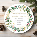 Invitation Brunch de baby shower à l'aquarelle de Noël<br><div class="desc">Pour une personnalisation plus avancée de ce design,  il vous suffit de cliquer sur le bouton "Customiser" ci-dessus !</div>