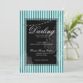 Invitation Brunch de baby shower avec la mariée sarcelle noir (Debout devant)