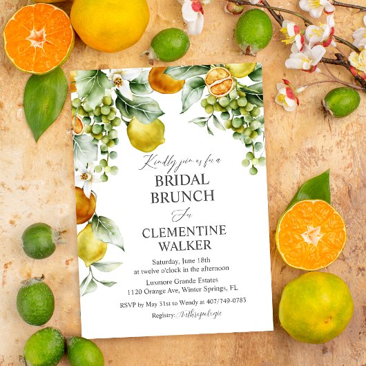 Invitation Brunch de Baby Shower Citronné