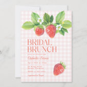 Invitation Brunch de Baby Shower Rustique aux Fraises (Devant)