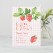 Invitation Brunch de Baby Shower Rustique aux Fraises (Debout devant)