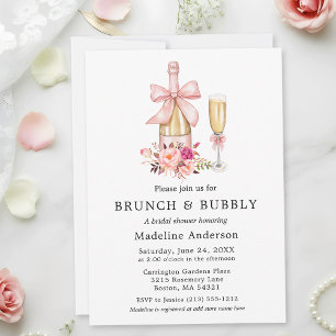 Invitation Brunch de Baby Shower Watercolor Bow Roses Roses R