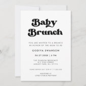 Invitation Brunch de bébé rétro chic noir et blanc (Devant)