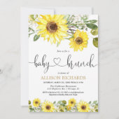 Invitation Brunch de bébé Sunflowers vert vert blanc floral (Devant)