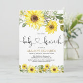 Invitation Brunch de bébé Sunflowers vert vert blanc floral (Debout devant)