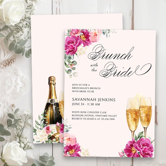 Invitation Brunch de Bridesmaid avec le Champagne Rose de Bri