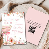 Invitation Brunch de code QR avec la Fête des mariées rose ma