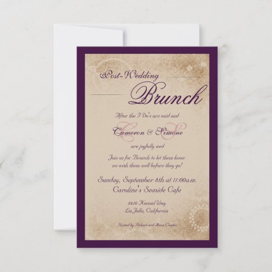 Invitation Brunch de Courrier-Mariage - manuscrit, pourpre (Devant)