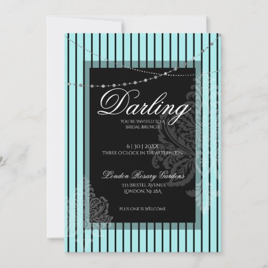 Invitation Brunch de douche nuptiale avec la mariée turquoise (Devant)