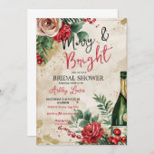 Invitation Brunch de douche nuptiale d'hiver et Noël mousseux (Devant / Derrière)