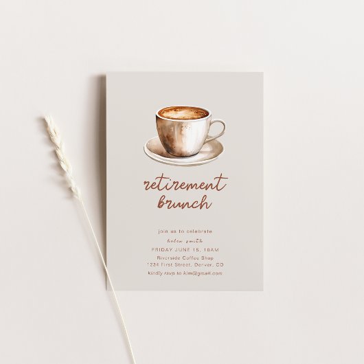 Invitation Brunch de fête de retraite avec café