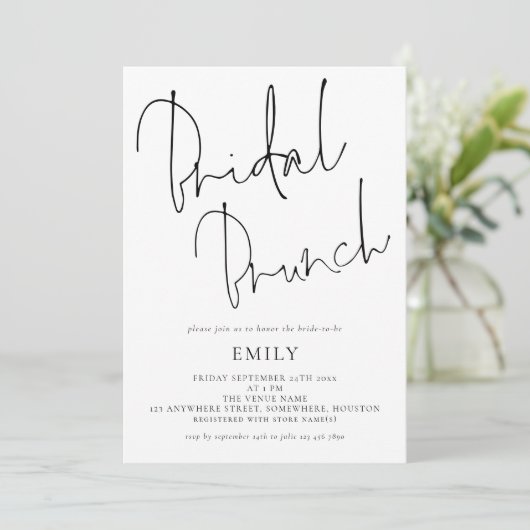 Invitation Brunch de Fête des mariées de script informel (Debout devant)