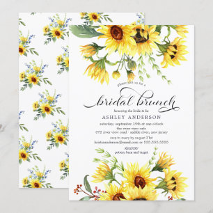 Invitation Brunch de Fête des mariées de tournesol jaune gai