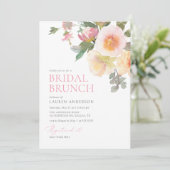Invitation Brunch de Fête des mariées florale rose (Debout devant)