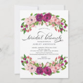 Invitation Brunch de Fête des mariées florale rose et marsala (Devant)