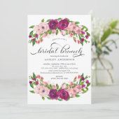 Invitation Brunch de Fête des mariées florale rose et marsala (Debout devant)