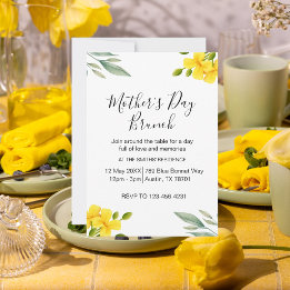 Invitation Brunch de fête des mères aux fleurs jaunes