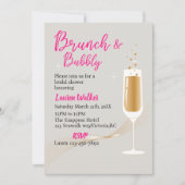 Invitation brunch de fête moderne bachelorette et bulle, gris (Devant)