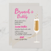 Invitation brunch de fête moderne bachelorette et bulle, gris (Devant / Derrière)