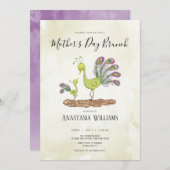 Invitation Brunch de jour de la mère de l'aquarelle Peacock (Devant / Derrière)
